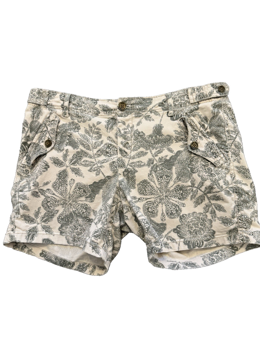 Nine West Vintage America Shorts Women’s Size 12/30 Green And Cream Floral Print